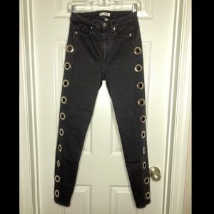 Good American Black High Waist Jeans with Grommets